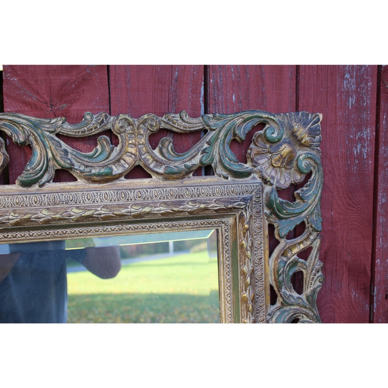 Very Ornate Labarge - Hand Carved 43.5" x 35" Mirror with Beveled Glass