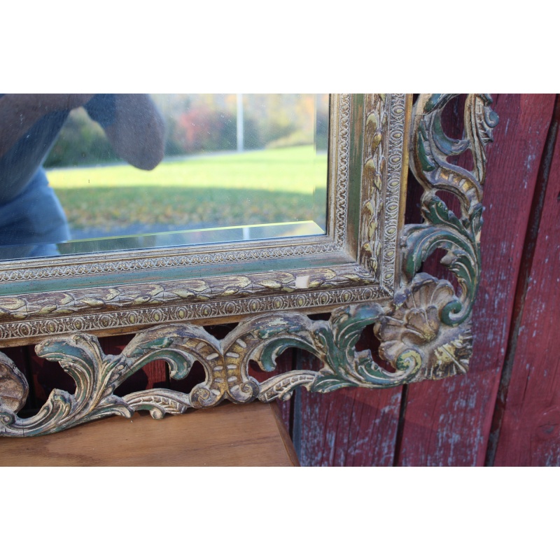 Very Ornate Labarge - Hand Carved 43.5" x 35" Mirror with Beveled Glass