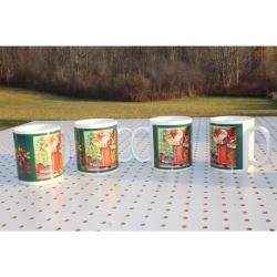 Item#: 102234 Lot of four holiday Christmas Santa mugs