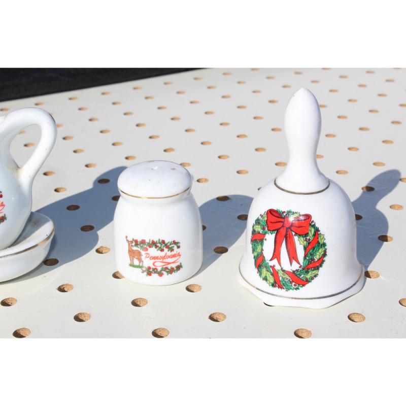 Item#: 102264 Lot of Christmas salt-and-pepper, candleholder, bell and more