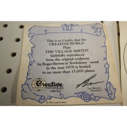 Vintage 1978 Creative World Plate The Village Smithy Tewksbury Metal #10630