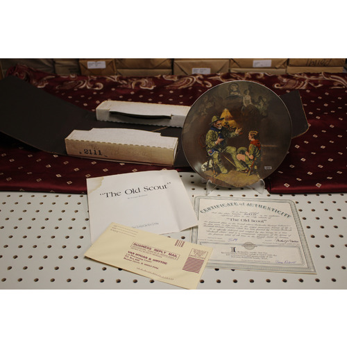 THE OLD SCOUT Norman Rockwell Collector Plate Edwin M Knowles China Co Boy Scout