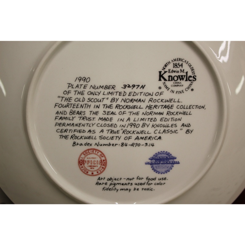THE OLD SCOUT Norman Rockwell Collector Plate Edwin M Knowles China Co Boy Scout