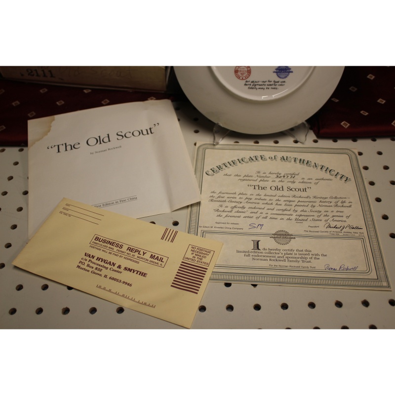 THE OLD SCOUT Norman Rockwell Collector Plate Edwin M Knowles China Co Boy Scout