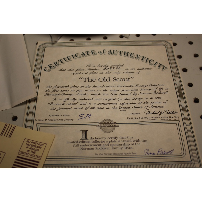 THE OLD SCOUT Norman Rockwell Collector Plate Edwin M Knowles China Co Boy Scout