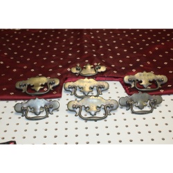Lot of 7 Brass Chippendale Vintage Antique Hardware Drawer Pull Batwing