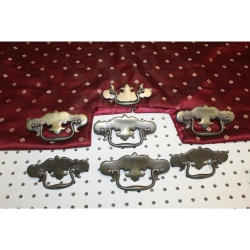 Lot of 7 Brass Chippendale Vintage Antique Hardware Drawer Pull Batwing