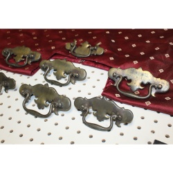 Lot of 7 Brass Chippendale Vintage Antique Hardware Drawer Pull Batwing