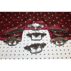 Lot of 7 Brass Chippendale Vintage Antique Hardware Drawer Pull Batwing