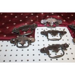 Lot of 7 Brass Chippendale Vintage Antique Hardware Drawer Pull Batwing
