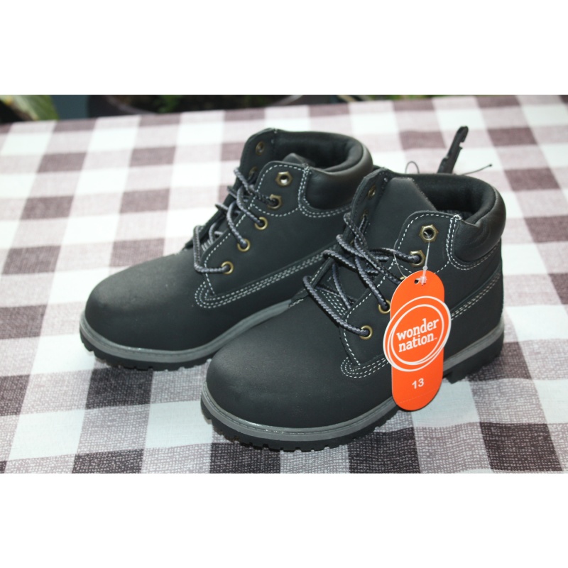 BOYS WONDER NATION BLACK WORK BOOTS SIZE 13