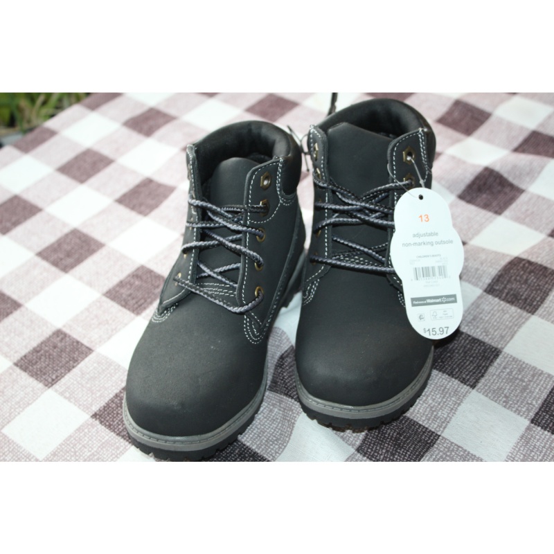 BOYS WONDER NATION BLACK WORK BOOTS SIZE 13