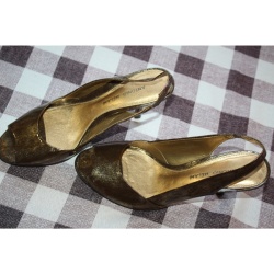 WOMANS ANTONIO COPPER/GOLD HIGH HEEL SHOES SIZE 7 ½