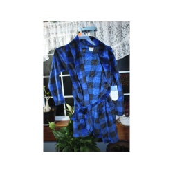 BOYS BLUE BLACK PLAID BATH ROBE NWT SIZE 4/5