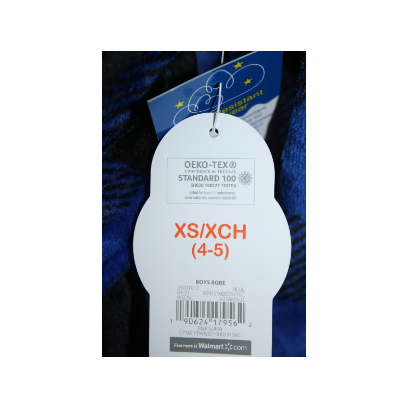 BOYS BLUE BLACK PLAID BATH ROBE NWT SIZE 4/5