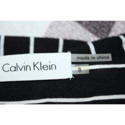 WOMANS CALVIN KLEIN BLACK AND WHITE STRIPED DRESS NWT SIZE 8