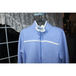 WOMANS TALBOTS BLUE AND WHITE FLEECE JACKET SIZE MEDIUM P