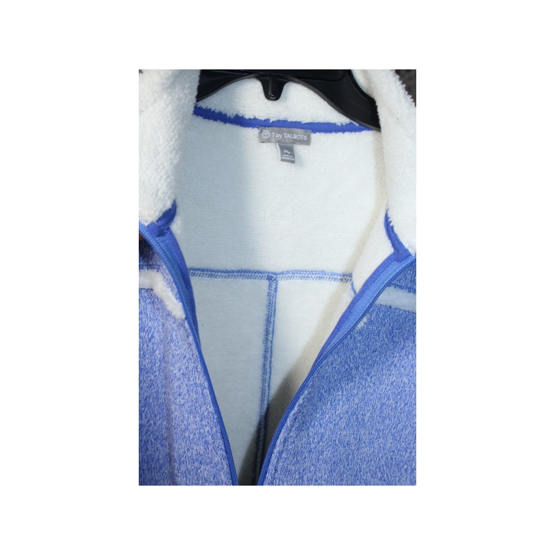 WOMANS TALBOTS BLUE AND WHITE FLEECE JACKET SIZE MEDIUM P