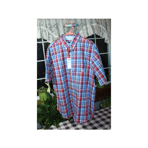 MENS CHAPS RED, WHIT . BLUE PLAID SHIRT NWT SIZE X LARGE