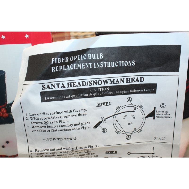 Vintage Fiber Optic Light-Up Snowman Head Christmas Winter Decor / Top Hat