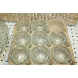 Vintage Jeannette Glass Crystal Fruit 8 Qt. Punch Bowl & 7 Cups - Model 2417-18