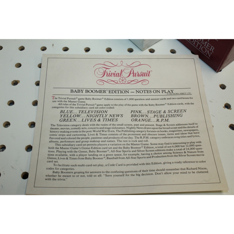 Trivial Pursuit Baby Boomer Edition Complete Set Vintage 1983