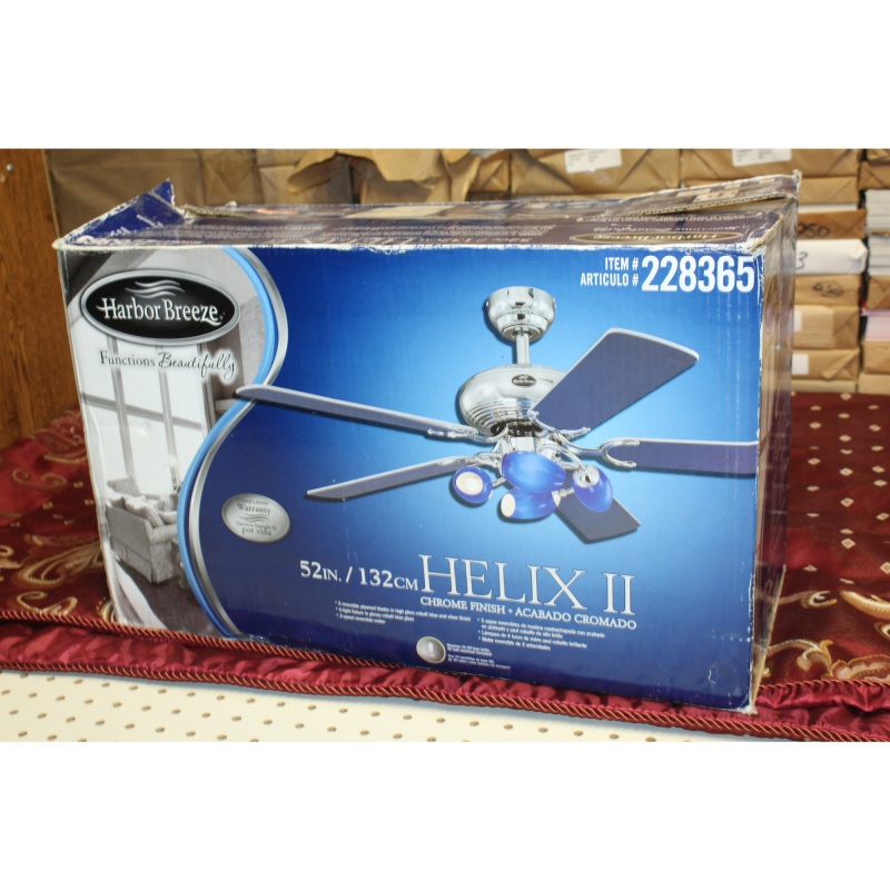 Harbor Breeze 52" Ceiling Fan Helix II Chrome & Cobalt Blue