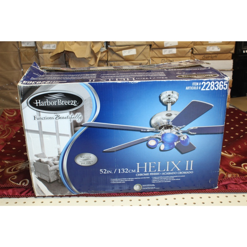 Harbor Breeze 52" Ceiling Fan Helix II Chrome & Cobalt Blue