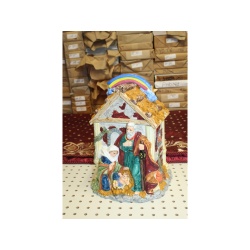 Christmas Nativity Rainbow Cookie Jar Baby Jesus by Mercuries Holiday Ceramic