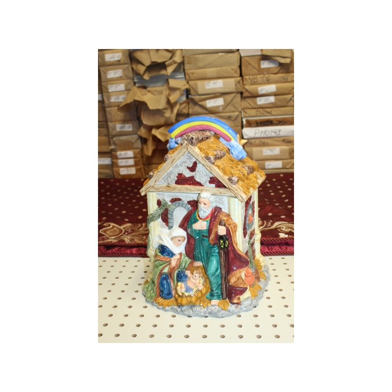 Christmas Nativity Rainbow Cookie Jar Baby Jesus by Mercuries Holiday Ceramic