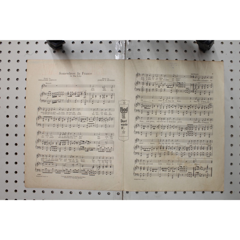 1917 - Somewhere in France is the Lily - Sheet Music