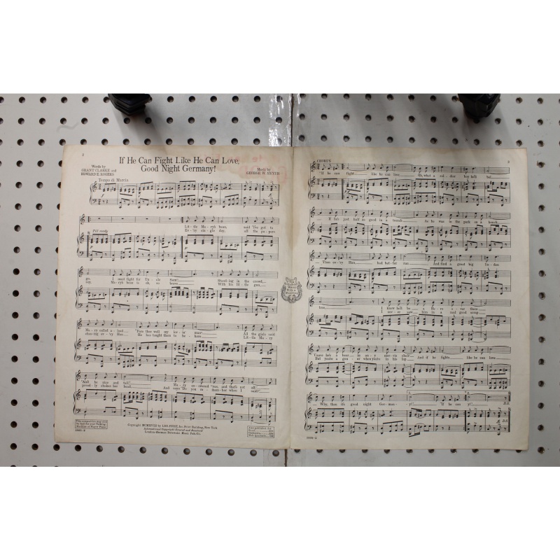 1917 - If he can fight like he can love good night Germany - Sheet Music