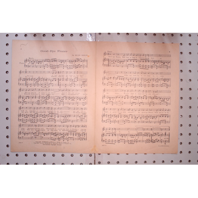 1918 - Goodbye France - Sheet Music