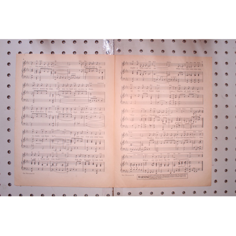 1962 - Thousand Islands song Angel in the wings - Sheet Music