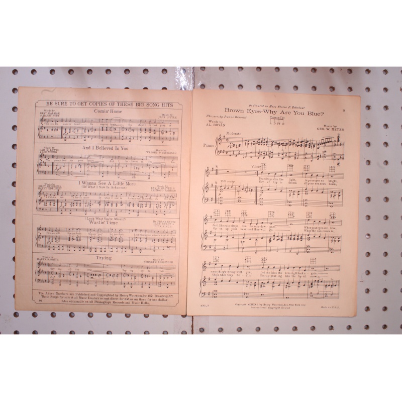 1925 - Brown eyes why are you blue - Sheet Music