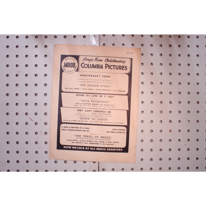 1946 - The Jolson story anniversary song - Sheet Music