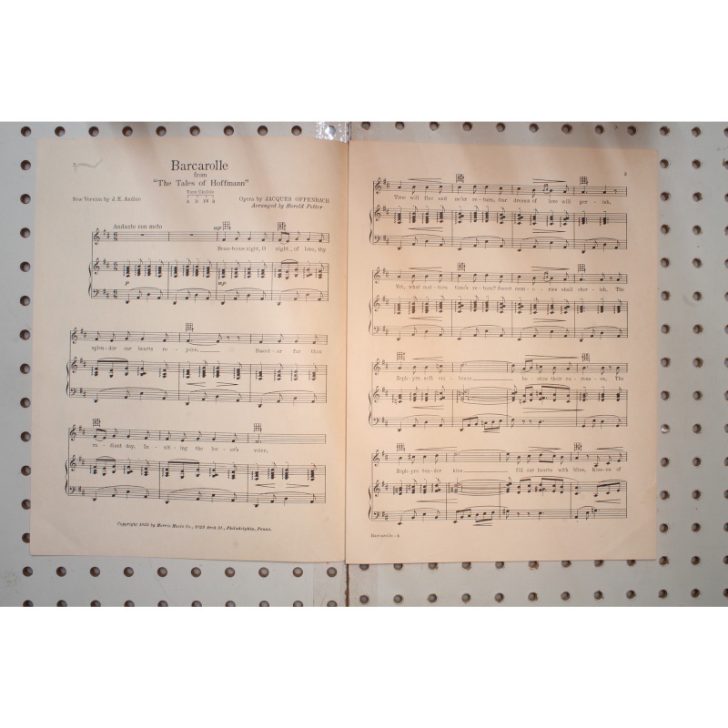1933 - Barcarolle tales of Hoffmann - Sheet Music