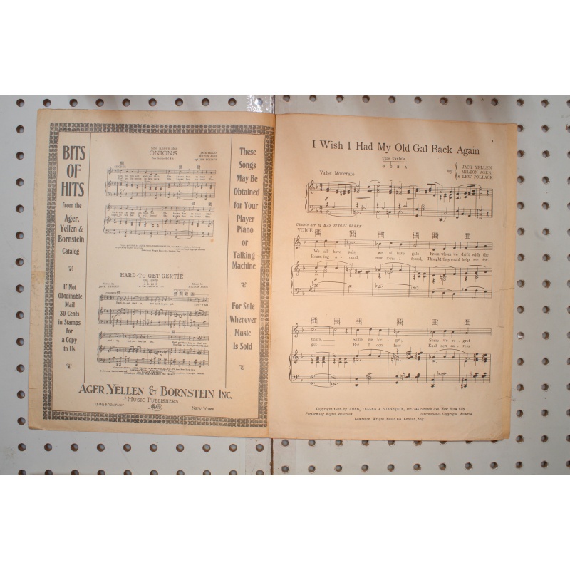 1926 - I wish I had my old gal back again - Sheet Music