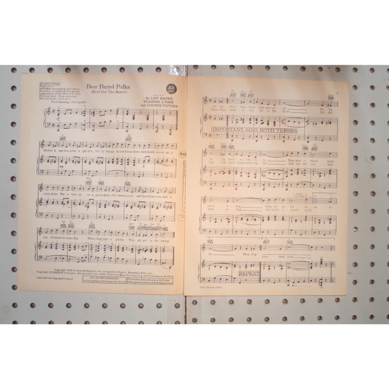 1934 - Beer barrel polka - Sheet Music