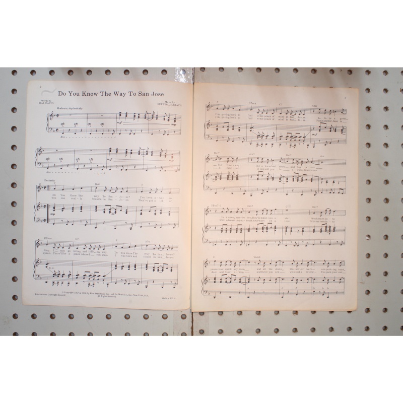 1967 - Do you know the way to San Jose Dionne Warwick - Sheet Music