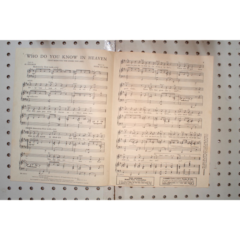 1949 - Who do you know in heaven - Sheet Music