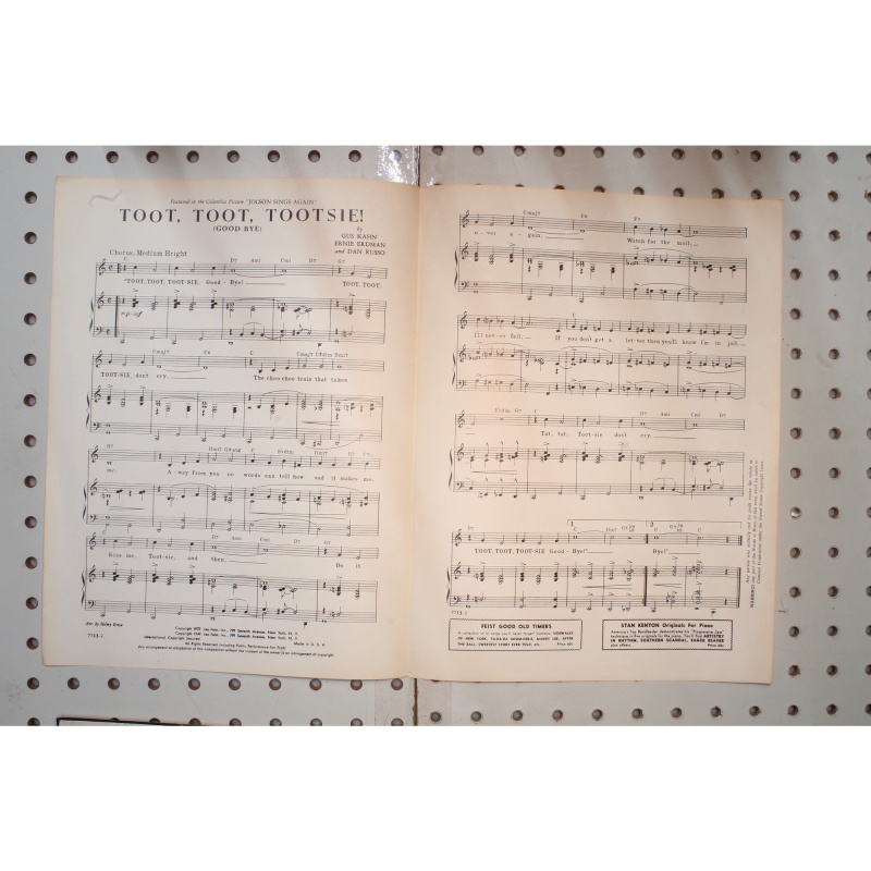 1922 - Toot toot Tootsie Jolson sings again - Sheet Music