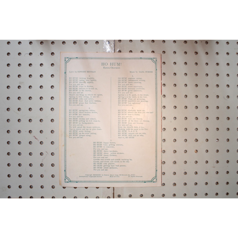1931 - Ho-hum - Sheet Music