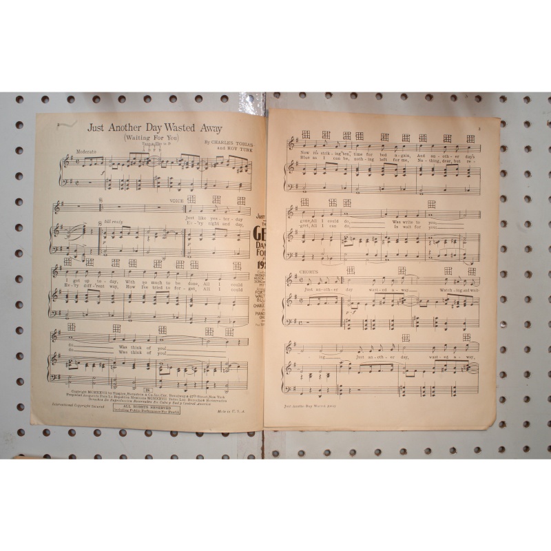 1927 - Just another day wasted away - Sheet Music