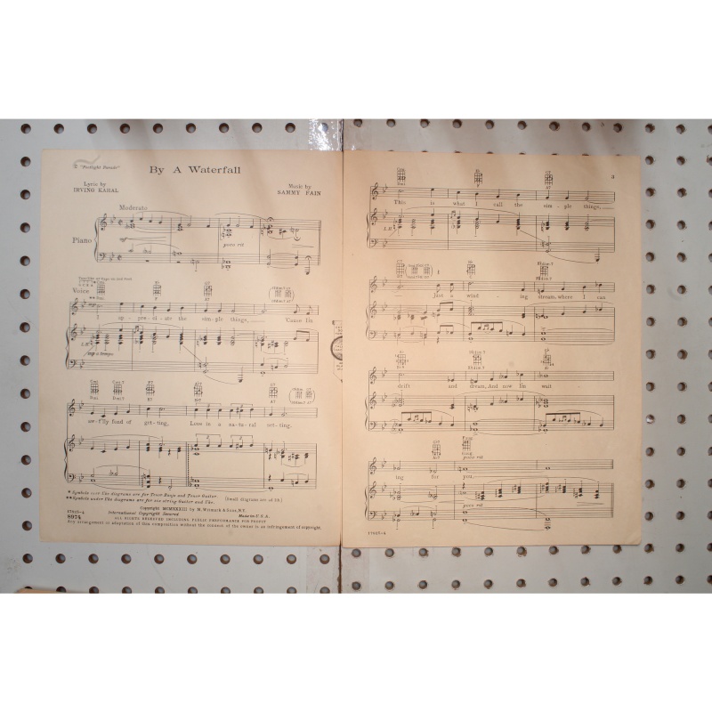 1933 - By a waterfall footlight parade - Sheet Music