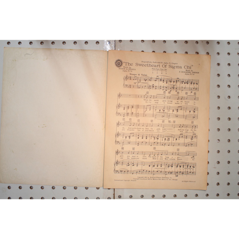 1912 - Sweetheart of Sigma Chi - Sheet Music