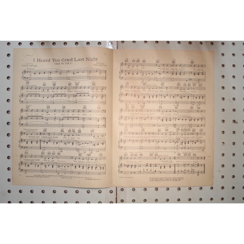 1943 - I heard you cried last night - Sheet Music