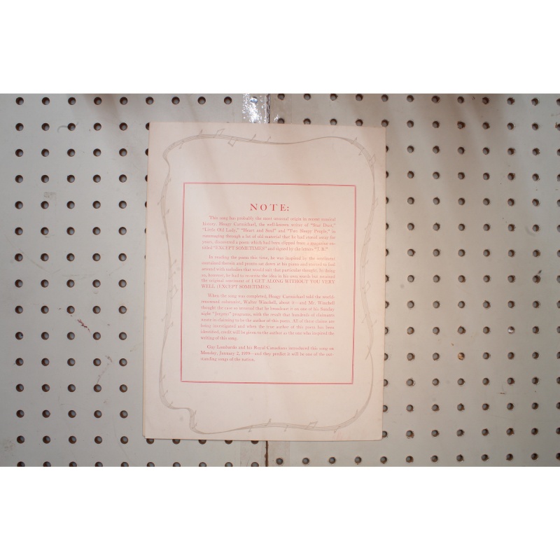 1939 - I get along without you very well - Sheet Music