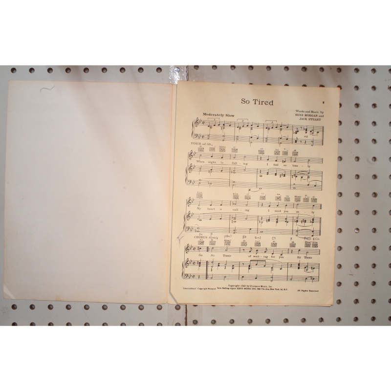 1943 - So tired - Sheet Music