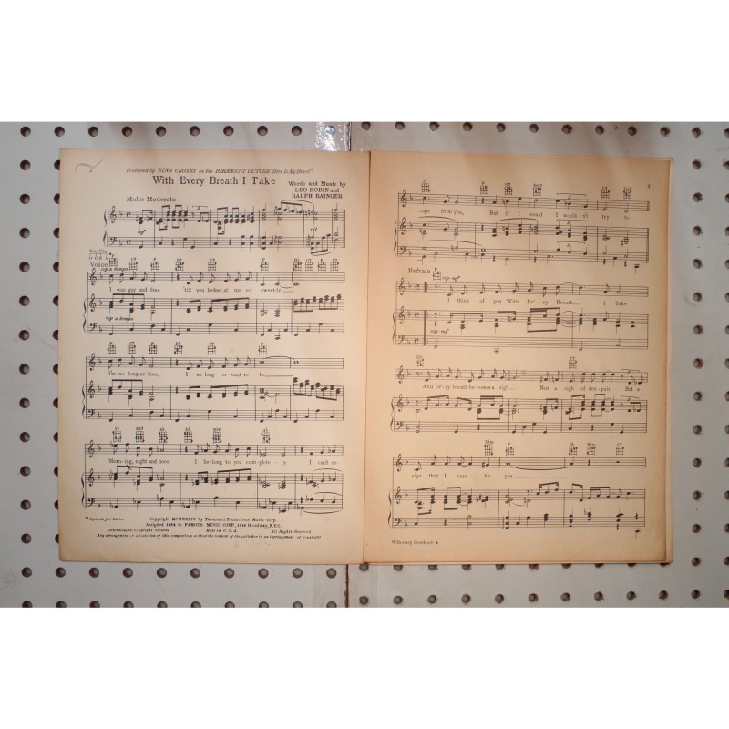 1934 - With every breath I take - Sheet Music